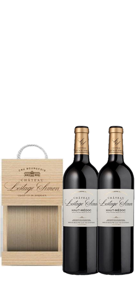 Chateau Lestage Simon Haut Medoc x 2 in wooden Box